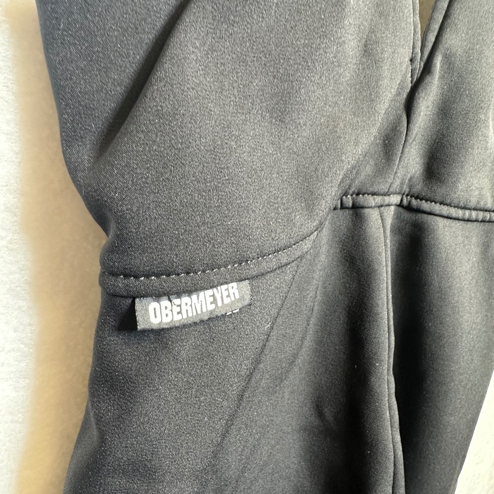 Vintage Obermeyer Ski Bibs Overalls Pants Women 10 Black Stirrup Zip USA Retro - Picture 14 of 15